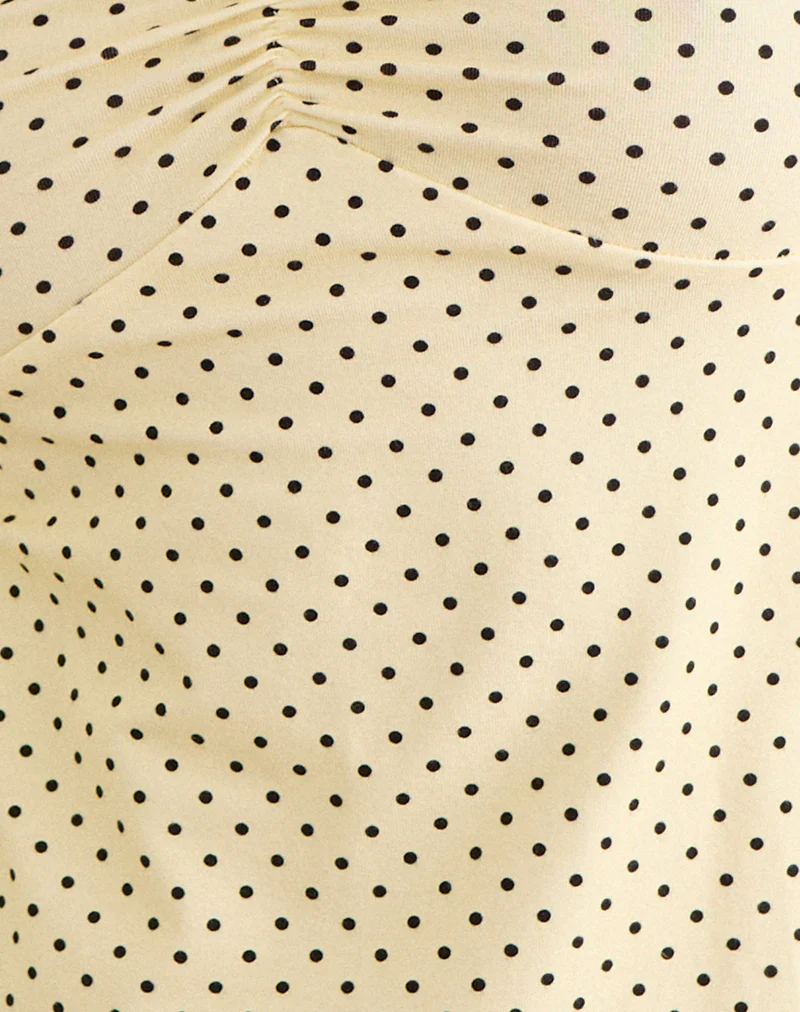 Kindos Halter Top in Butter Yellow with Micro Polka Dots - Image 5