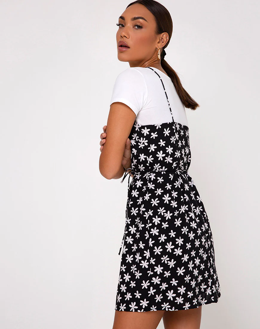 Kinley Slip Dress in 90's Daisy Black and White - Image 2