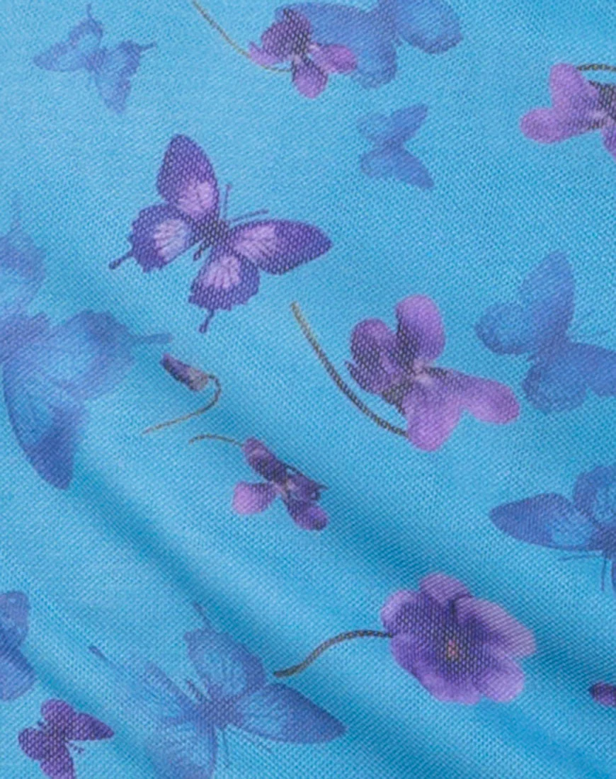Kinnie Mini Skirt in Mesh Butterfly Azure - Image 4