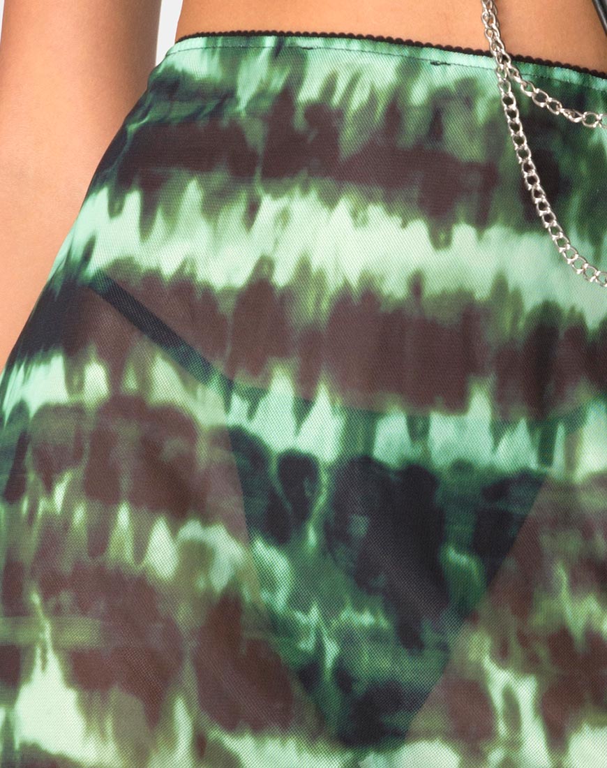 Kinnie Mini Skirt in Tie Dye Turquoise Mesh - Image 6