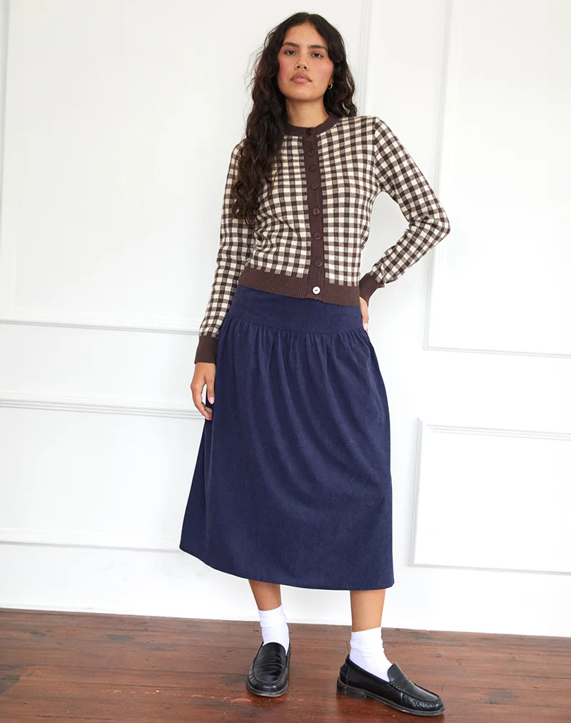Kiranila Midi Skirt in Baby Cord Ink Blue - Image 4