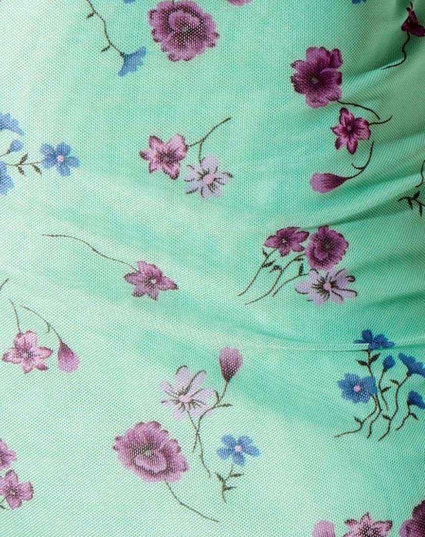 Kirim Mini Skirt in Mesh Bloom Lime - Image 5