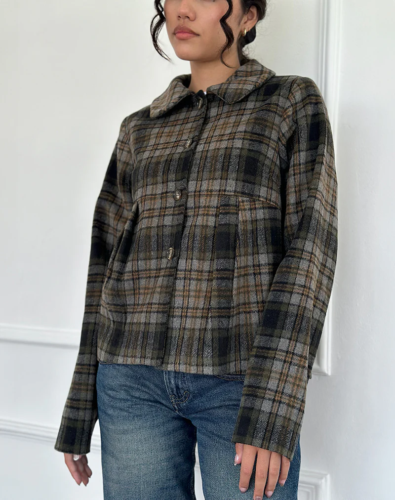 Kisaki Swing Coat in Check Yellow - Image 5