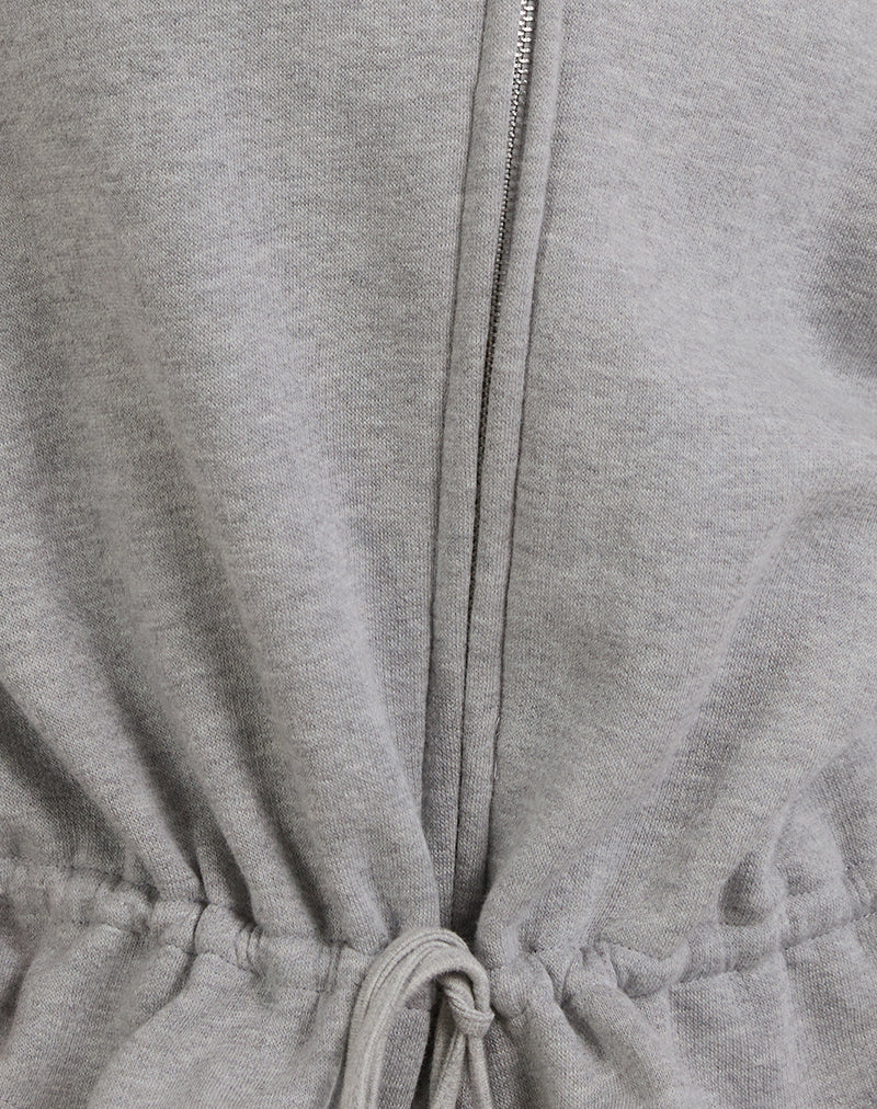 Kit Cinched Waist Hoodie in Grey Marl - Image 7