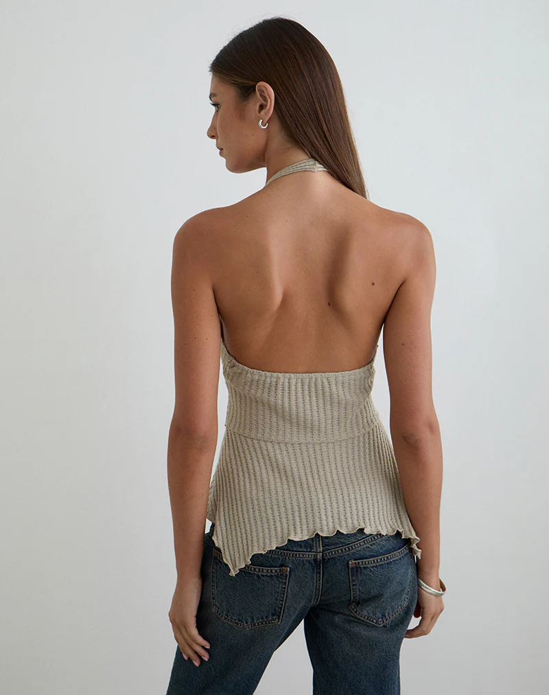 Kiwari Top in Waffle Knit Stone - Image 4