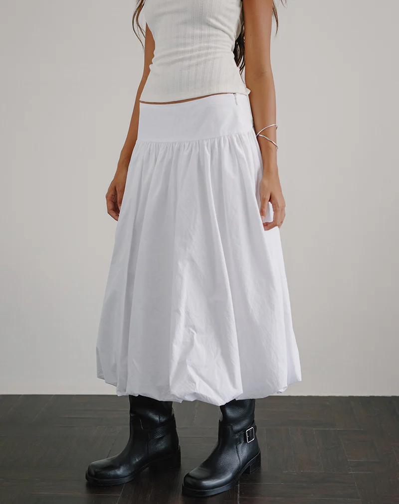 Kiyono Maxi Skirt in Poplin White - Image 2