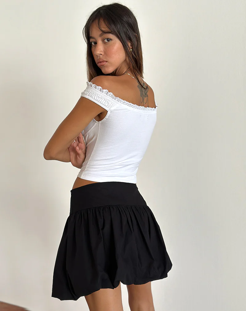 Kiyowo Puffball Mini Skirt in Black - Image 4
