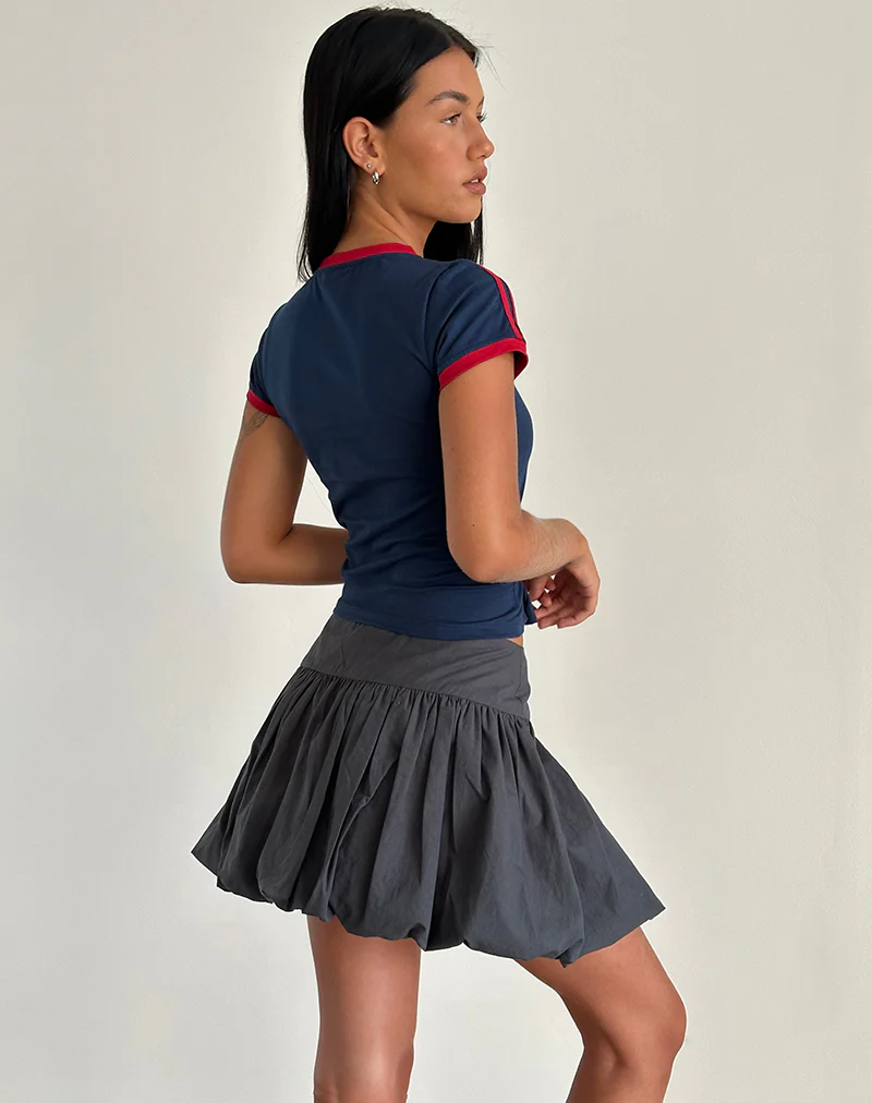 Kiyowo Puffball Mini Skirt in Charcoal Grey - Image 5
