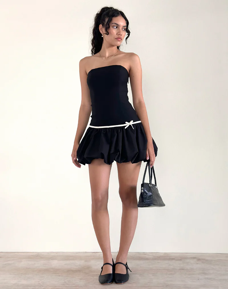 Klaita Puffball Mini Dress in Black - Image 4