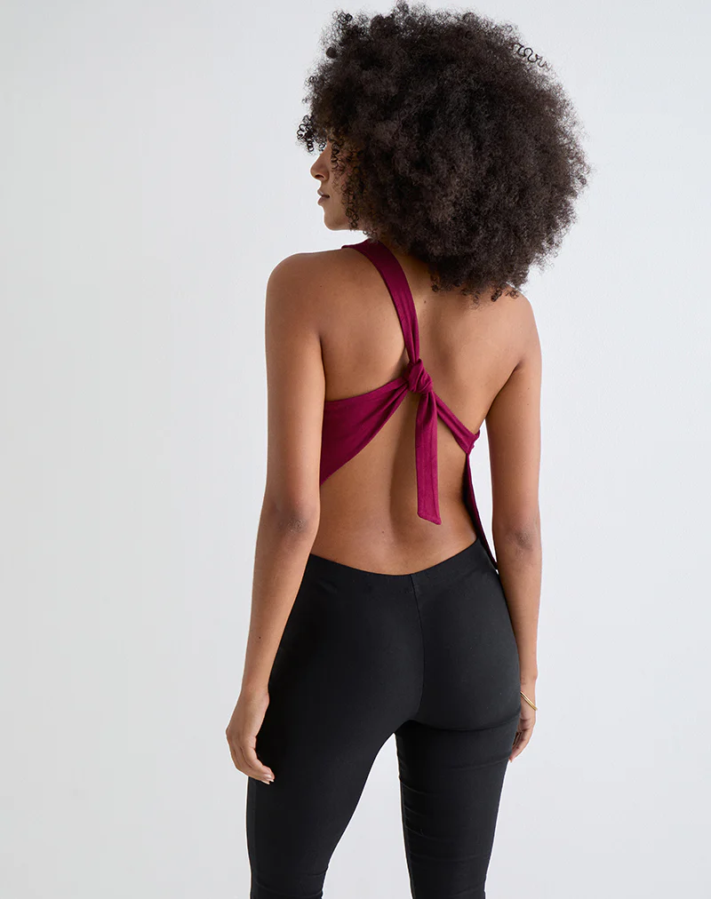 Klazari Top in Rayon Jersey Burgundy - Image 2
