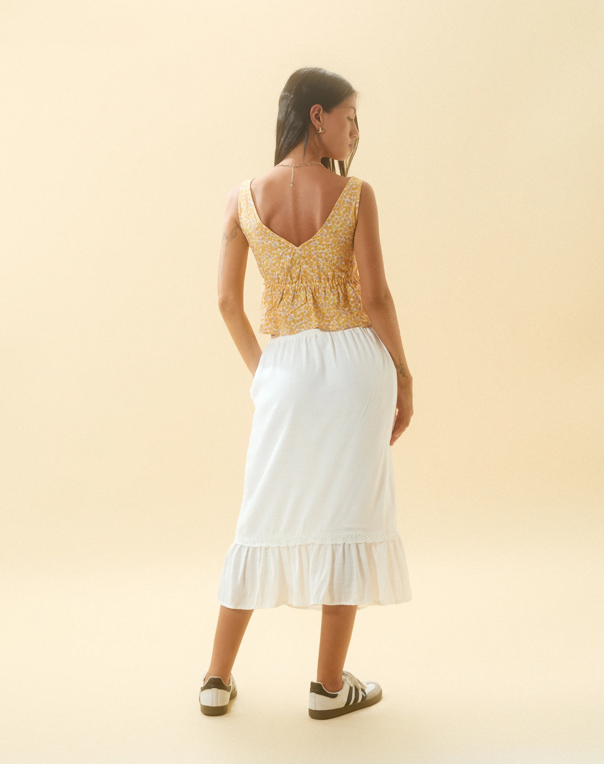 Kokies Frill Hem Midi Skirt in White - Image 6