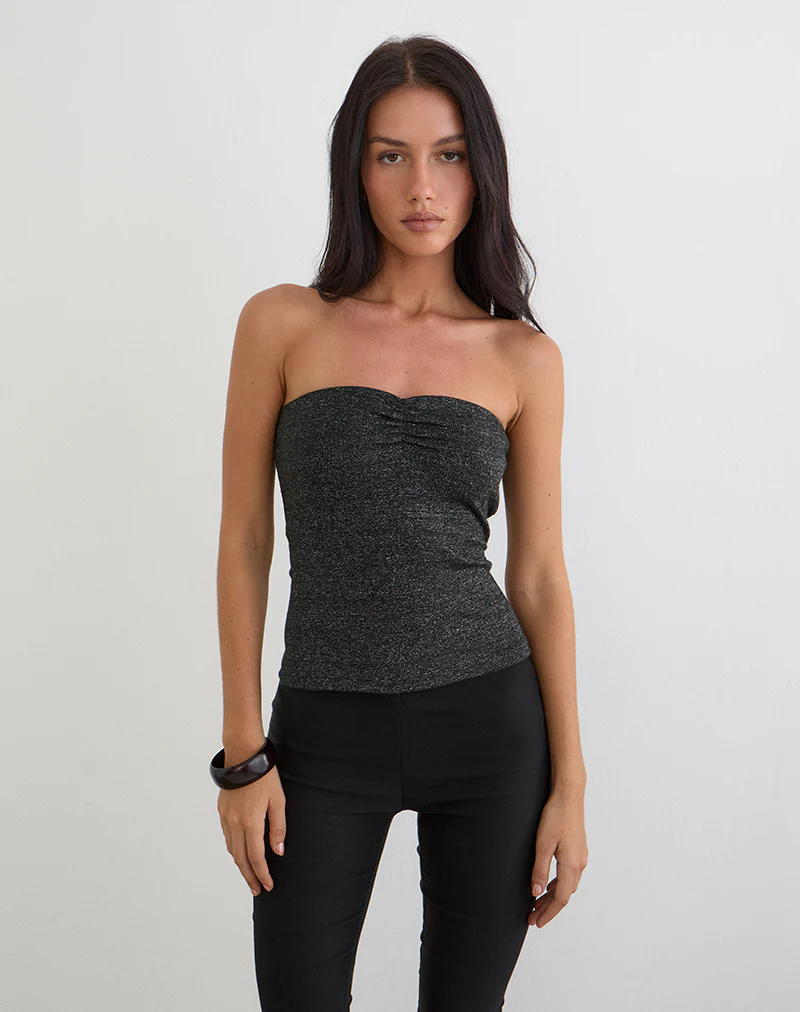 Kolisa Ruched Bust Top in Black - Image 6