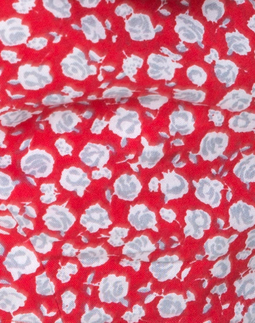 Koniva Crop Top in Ditsy Rose Red and Silver - Image 5