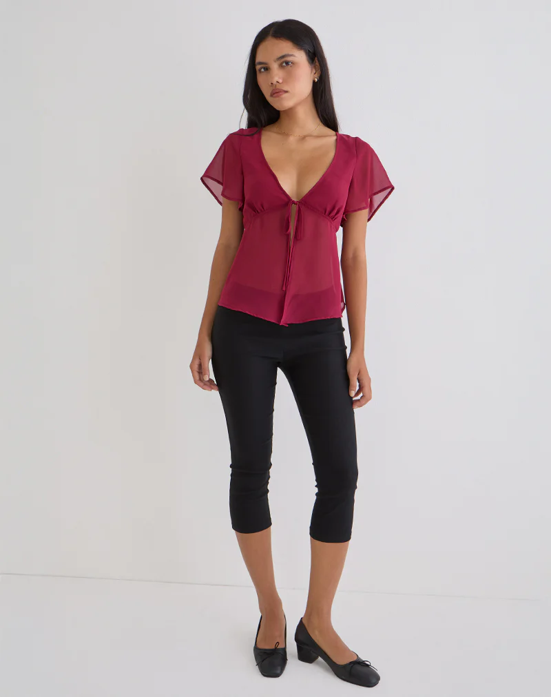 Kota Chiffon Blouse in Burgundy - Image 3