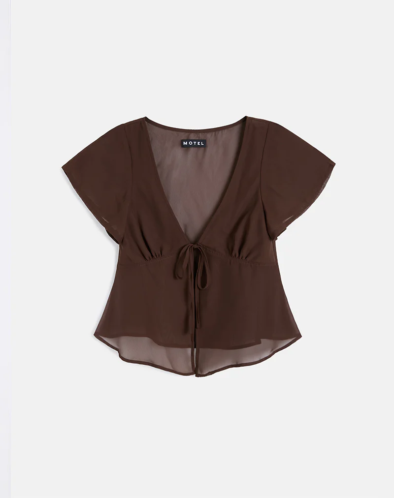 Kota Chiffon Blouse Top in Brown - Image 4