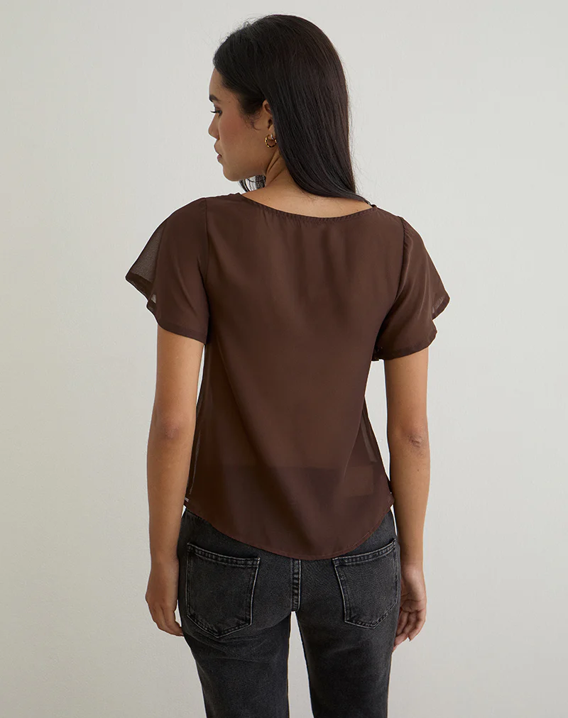 Kota Chiffon Blouse Top in Brown - Image 5