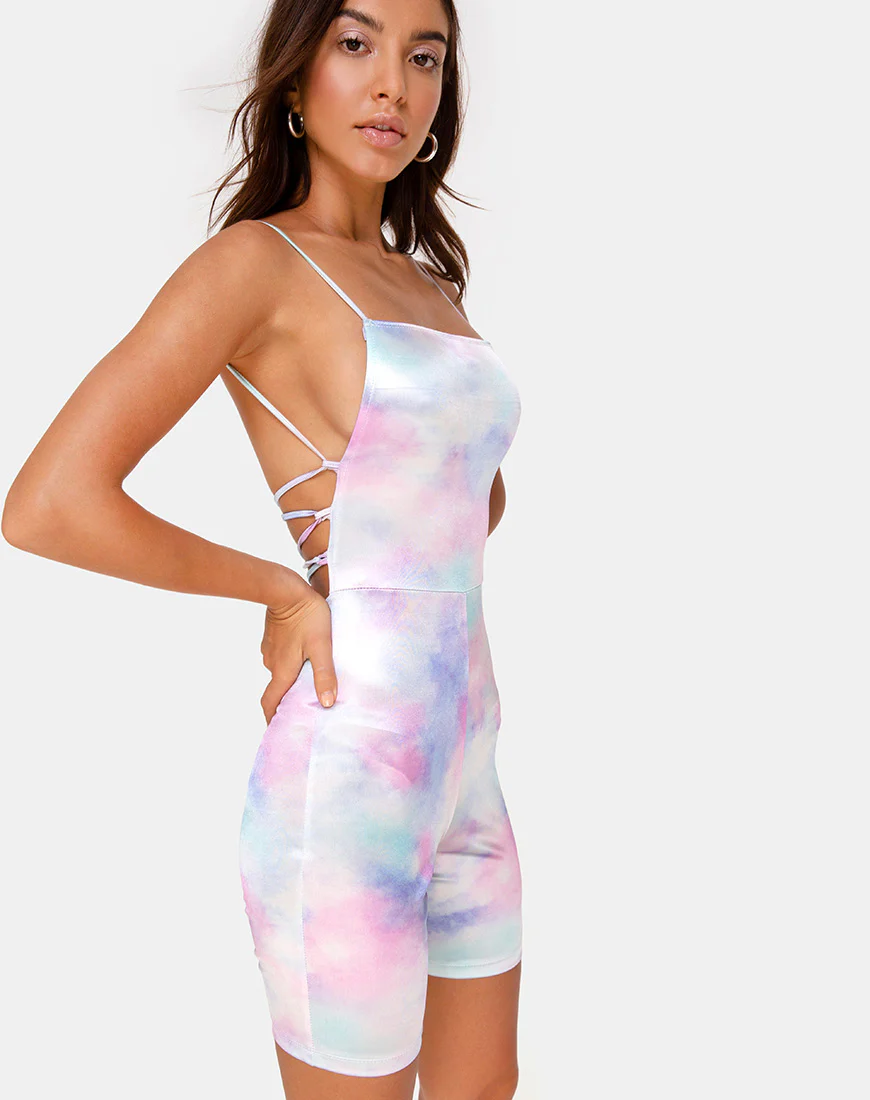 Kozu Unitard in Pastel Tie Dye - Image 2