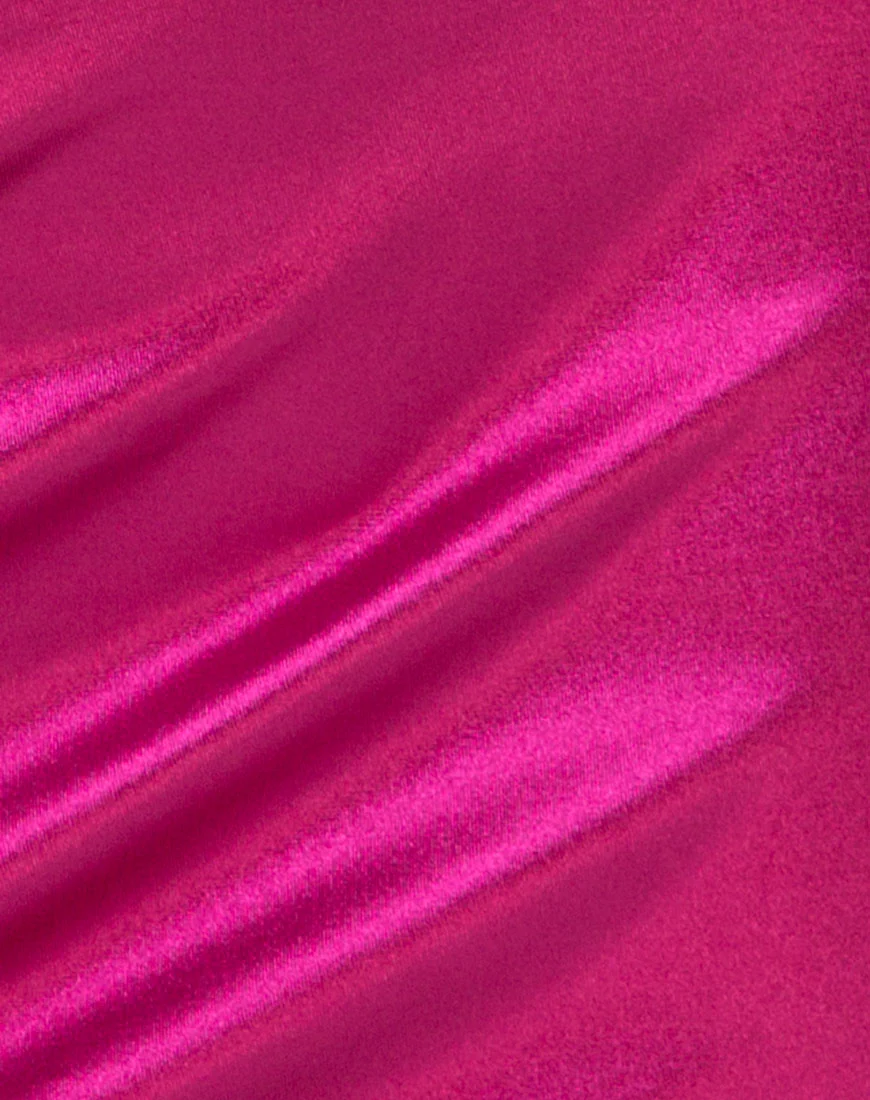 Kozue Dress in Satin Magenta - Image 5