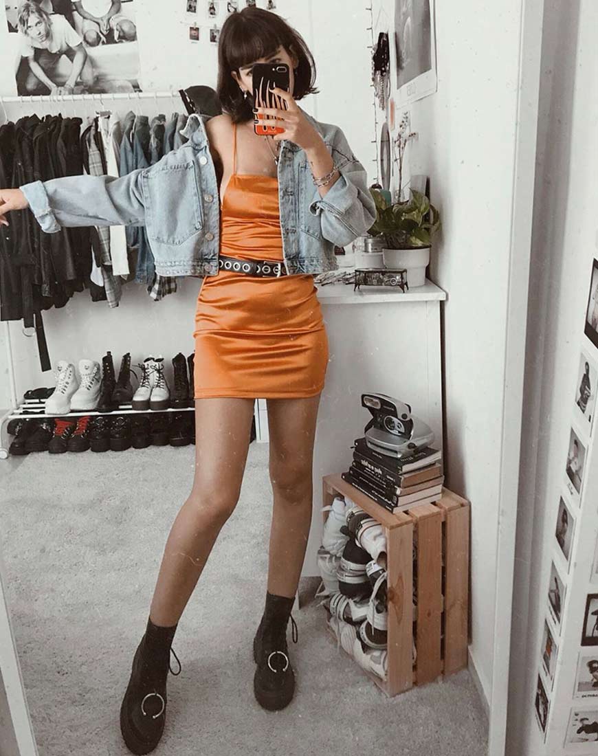 Kozue Mini Dress in Satin Salt Caramel - Image 6