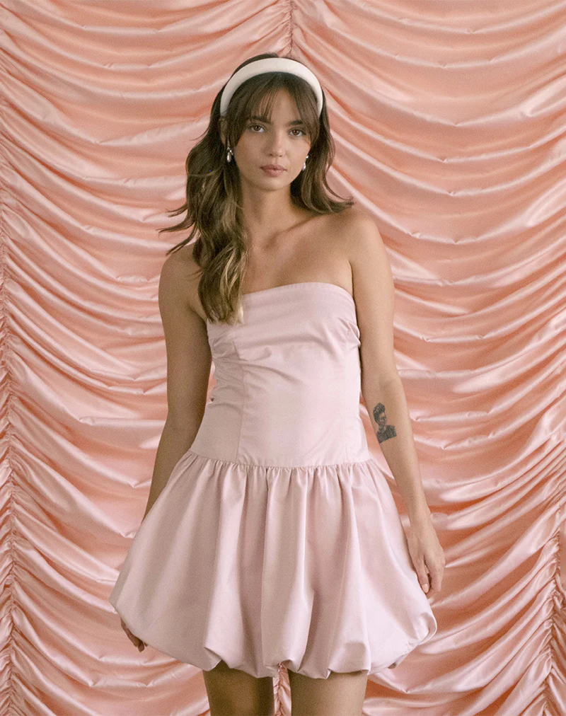 Krayofa Puffball Mini Dress in Baby Pink - Image 2