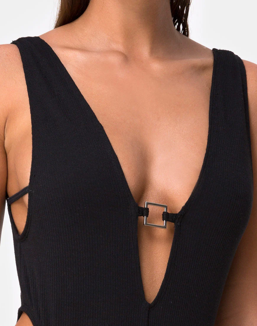 Kristie Swimsuit in Black Mini Rib - Image 5