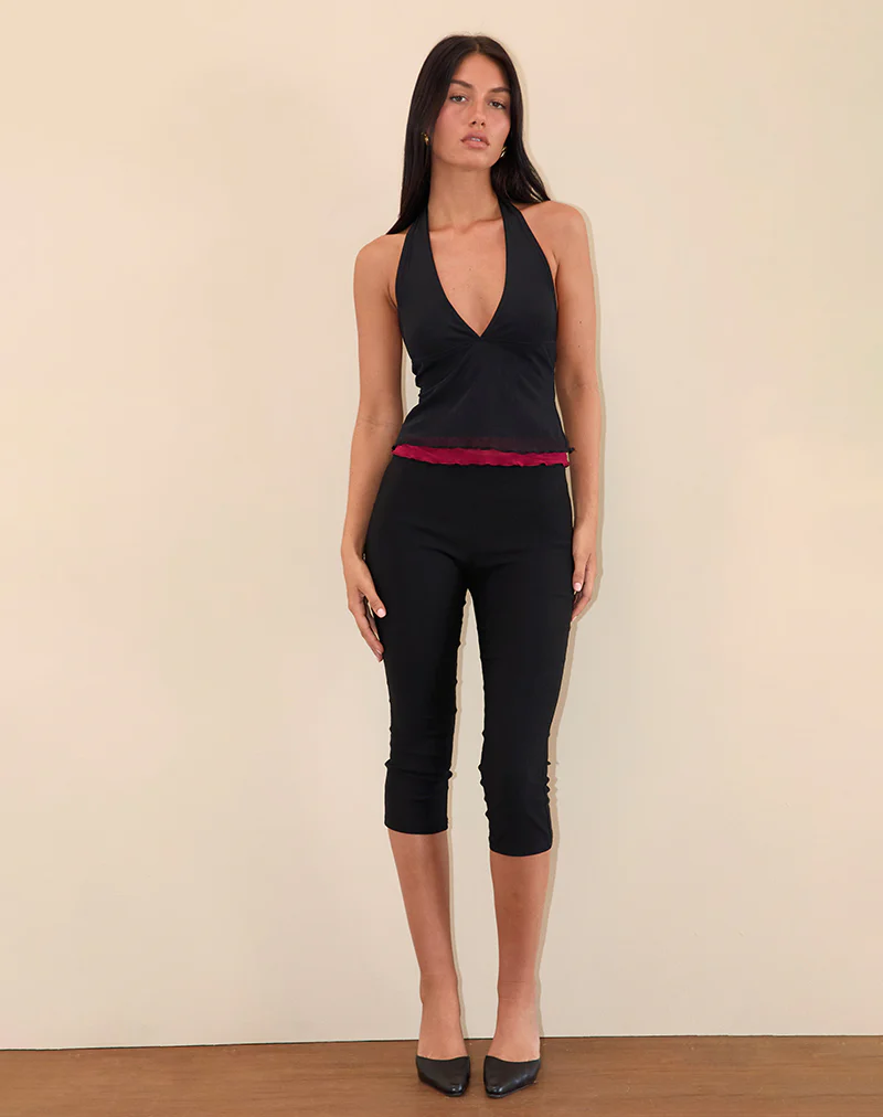 Kubra Halterneck Top in Mesh Black and Red - Image 5