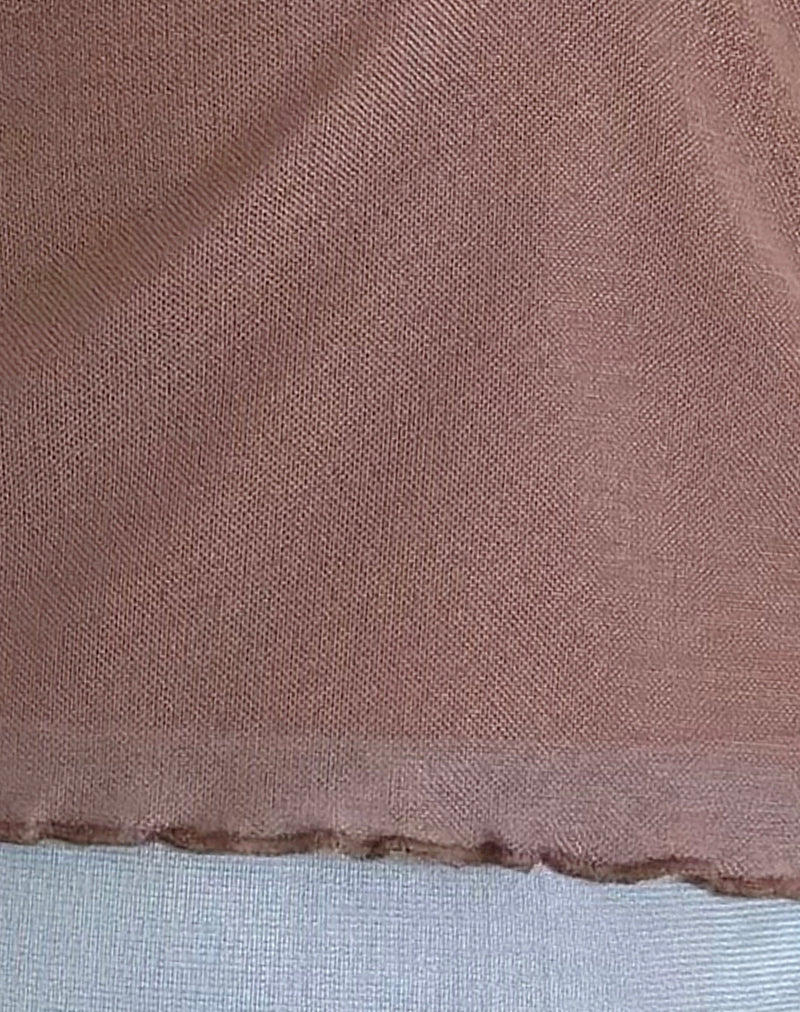 Kubra Halter Top in Mesh Brown and Light Blue - Image 5
