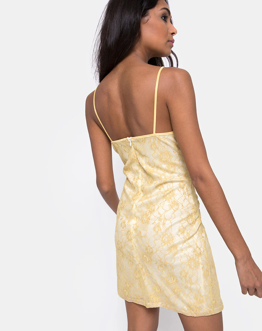 Kula Dress in Pastel Lace Lemon - Image 2