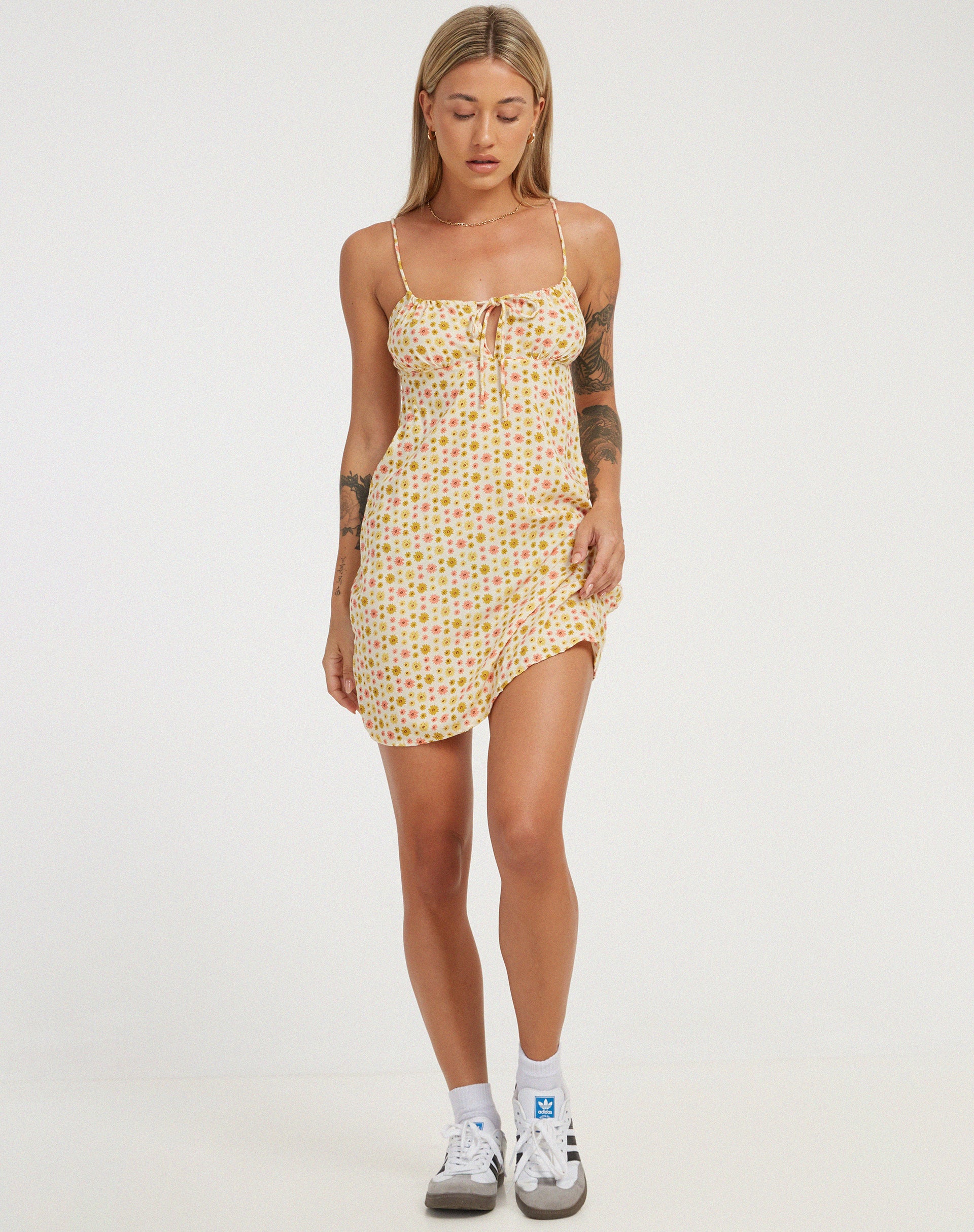 Kumala Slip Dress in Daisy Chain Cream - Image 3