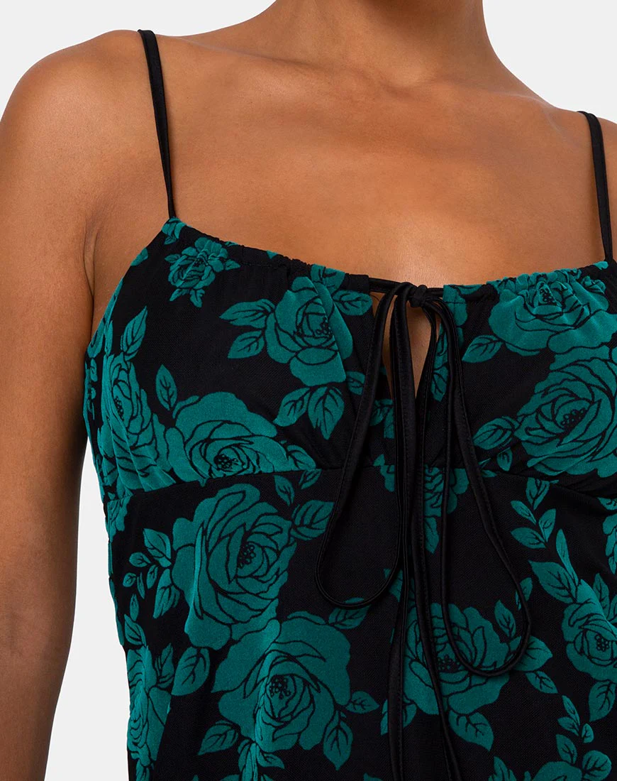 Kumala Dress in Romantic Rose Flock Teal - Image 5