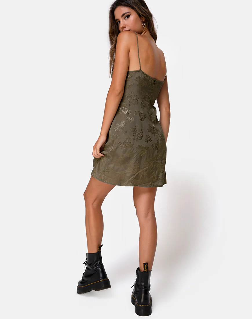 Kumala Slip Dress in Satin Rose Silver Grey - Image 4