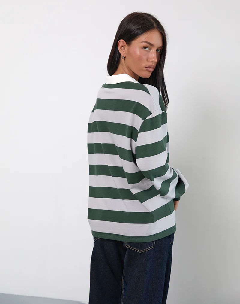 Kumara Rugby Shirt in Green, Khaki and White - Image 4