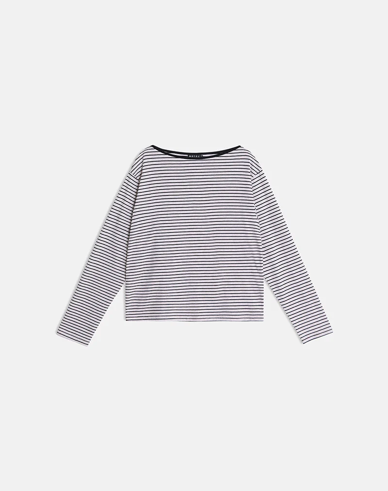 Kumiko Long Sleeve Top in Jersey Grey and Black - Image 5
