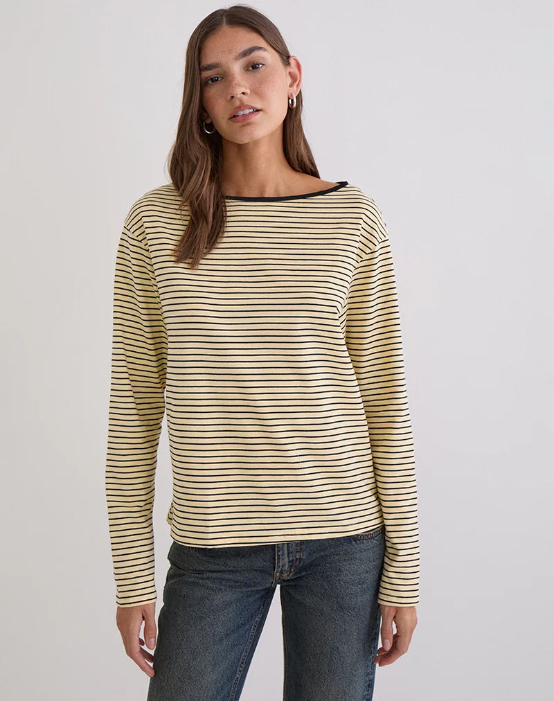 Kumiko Long Sleeve Top in Jersey Yellow and Black - Image 3