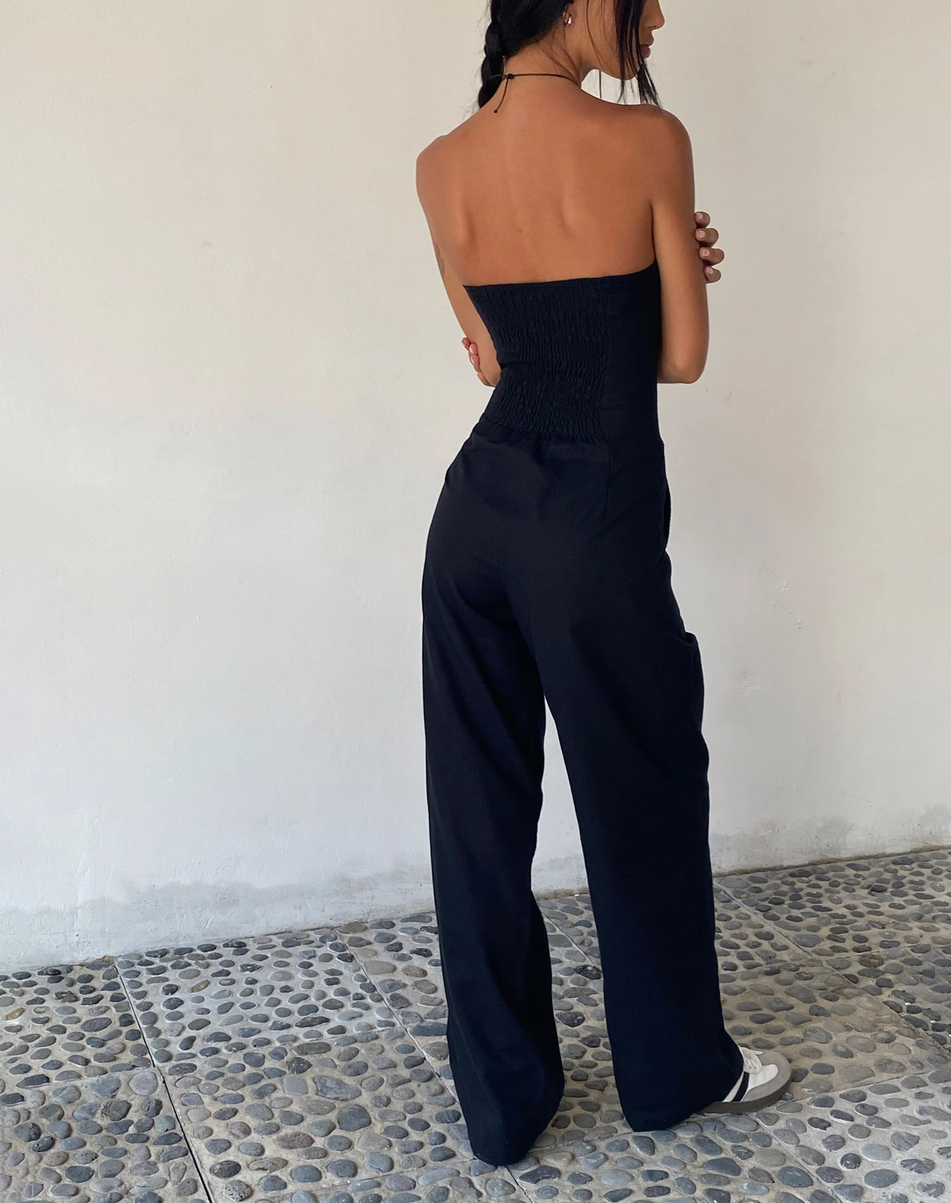 MOTEL X JACQUIE Kyaria Bandeau Jumpsuit in Black - Image 5