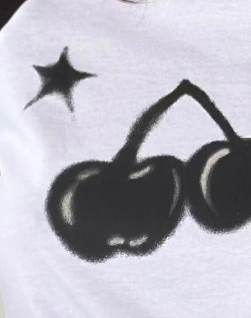 Kyiato Top in White and Black Cherry Print - Image 6