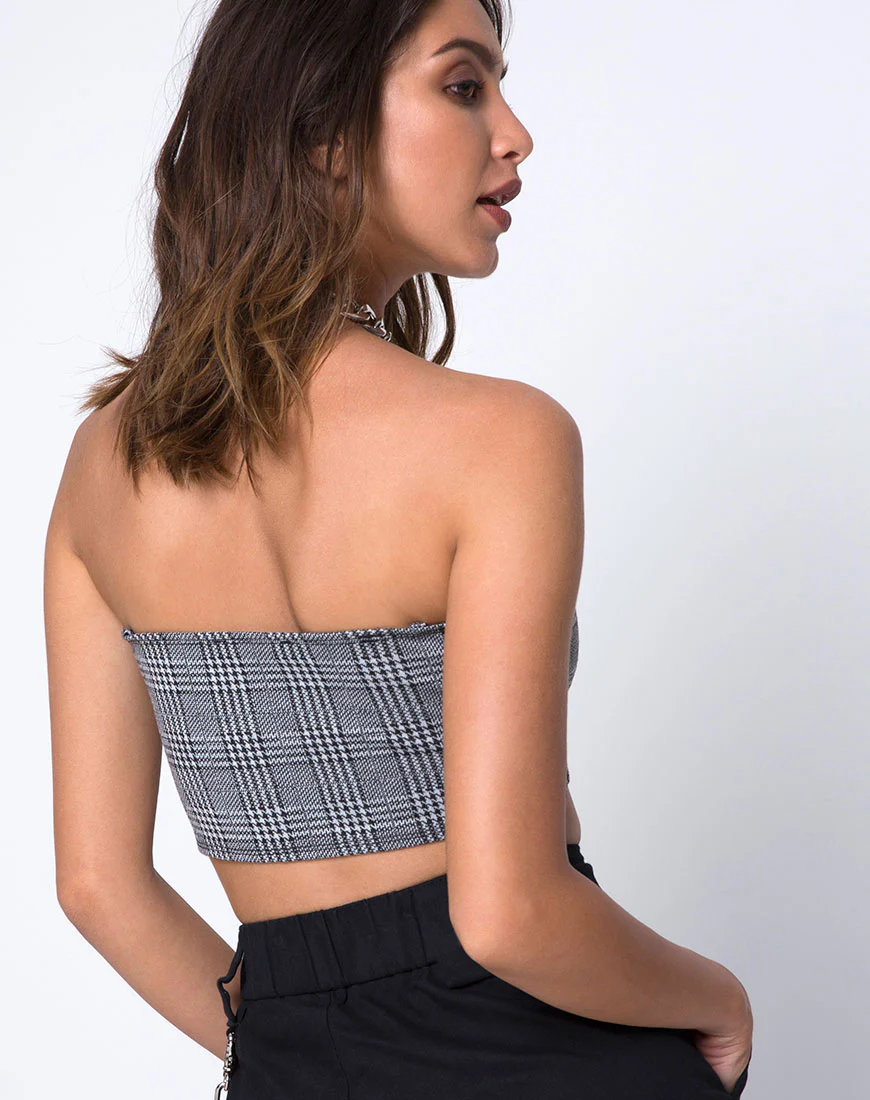 Kylie Crop Top in Charles Check Grey - Image 2