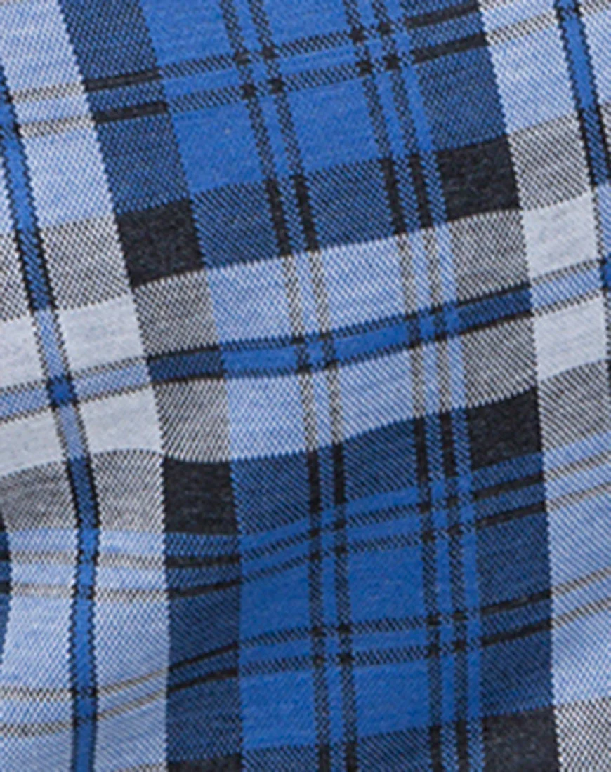 Kylie Crop Top in Plaid Stretch Blue - Image 5