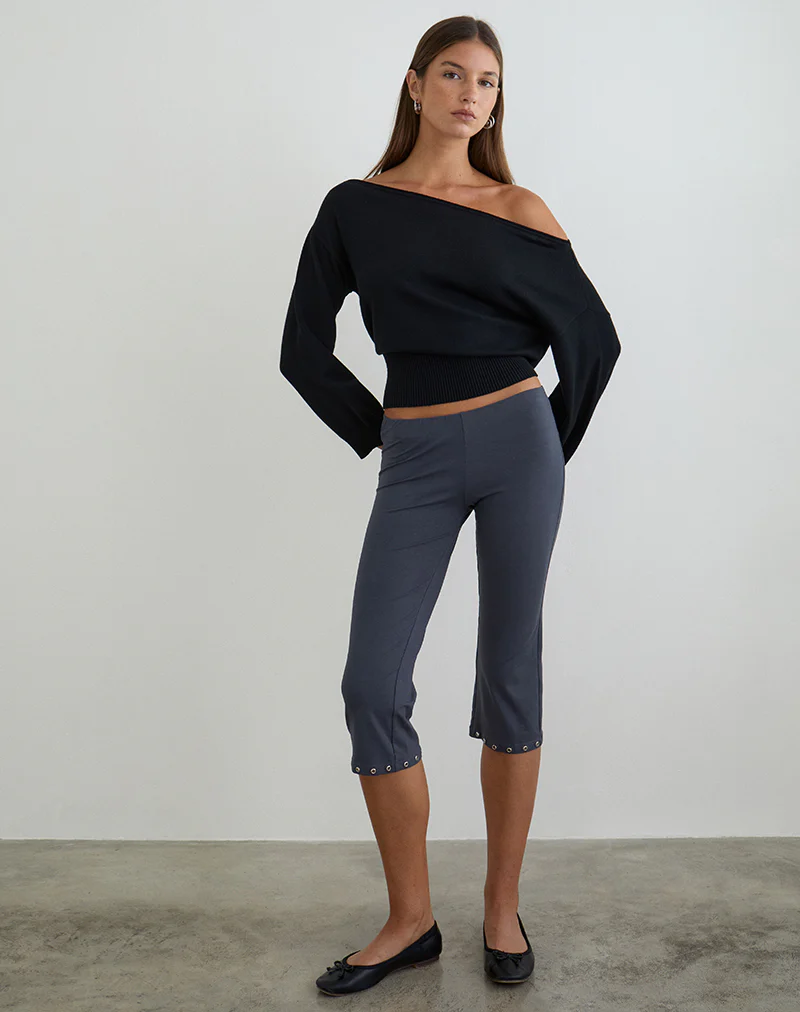 Kyogai Capri Trouser in Jersey Ocean Storm with Eyelets - Image 4