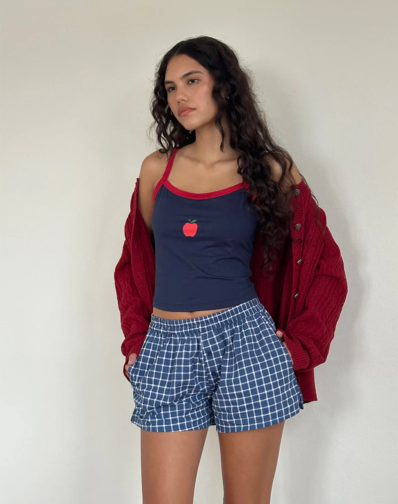 Laboxe Boxer Shorts in Navy Tartan Poplin - Image 2