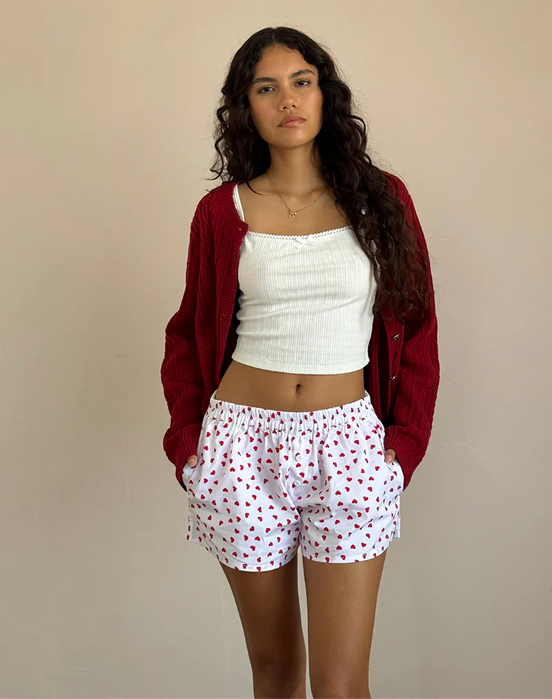 Laboxe Boxer Shorts in White Red Hearts - Image 4