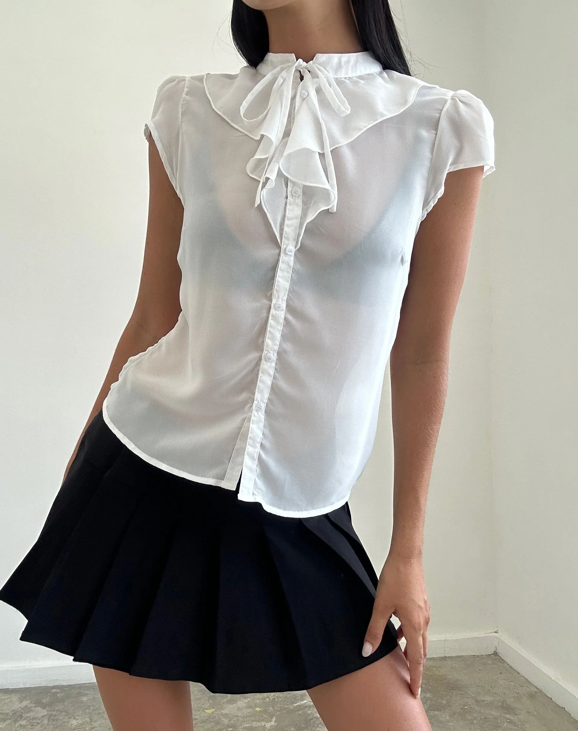 Lada Blouse in White Chiffon - Image 2