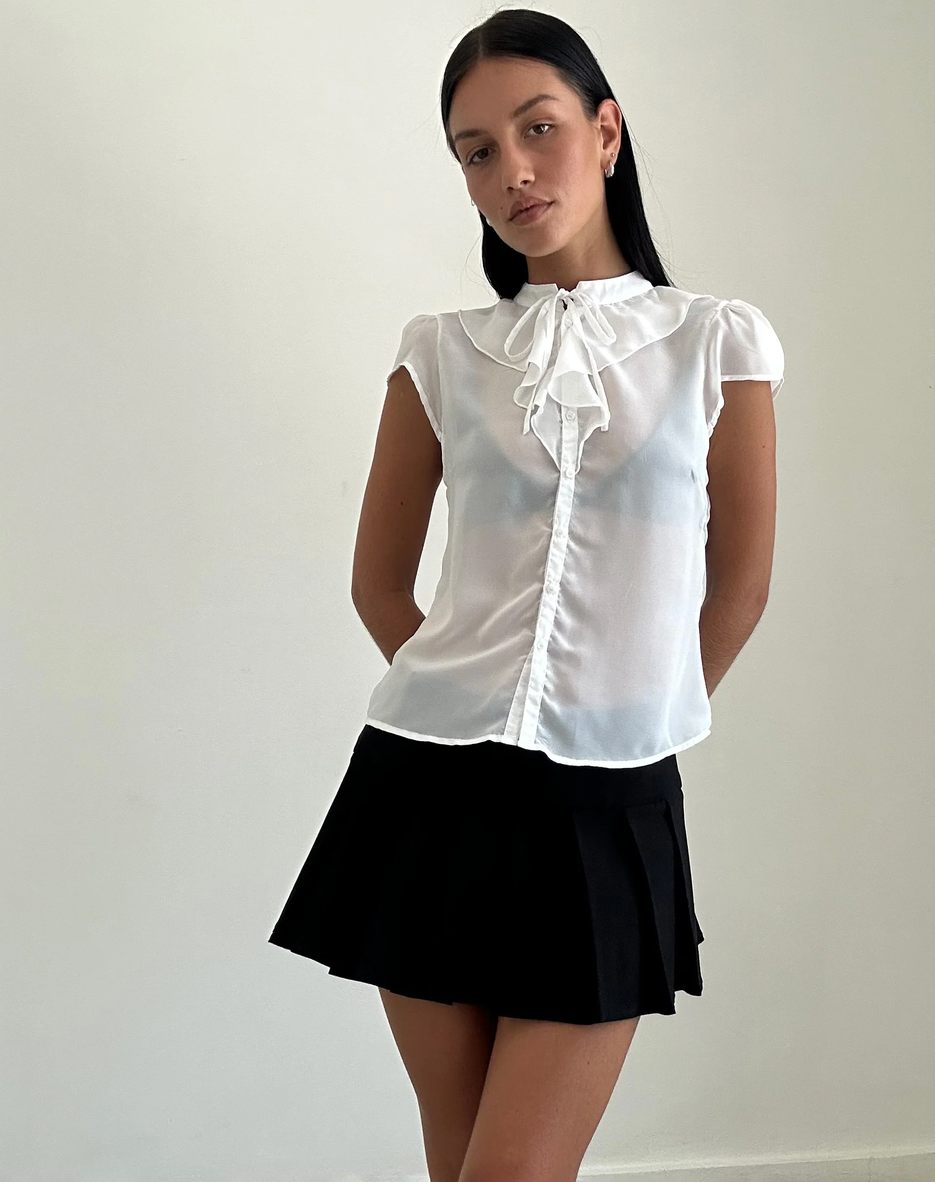 Lada Blouse in White Chiffon - Image 3