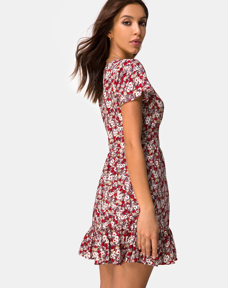 Laily Skater Dress in Floral Charm Red - Image 2