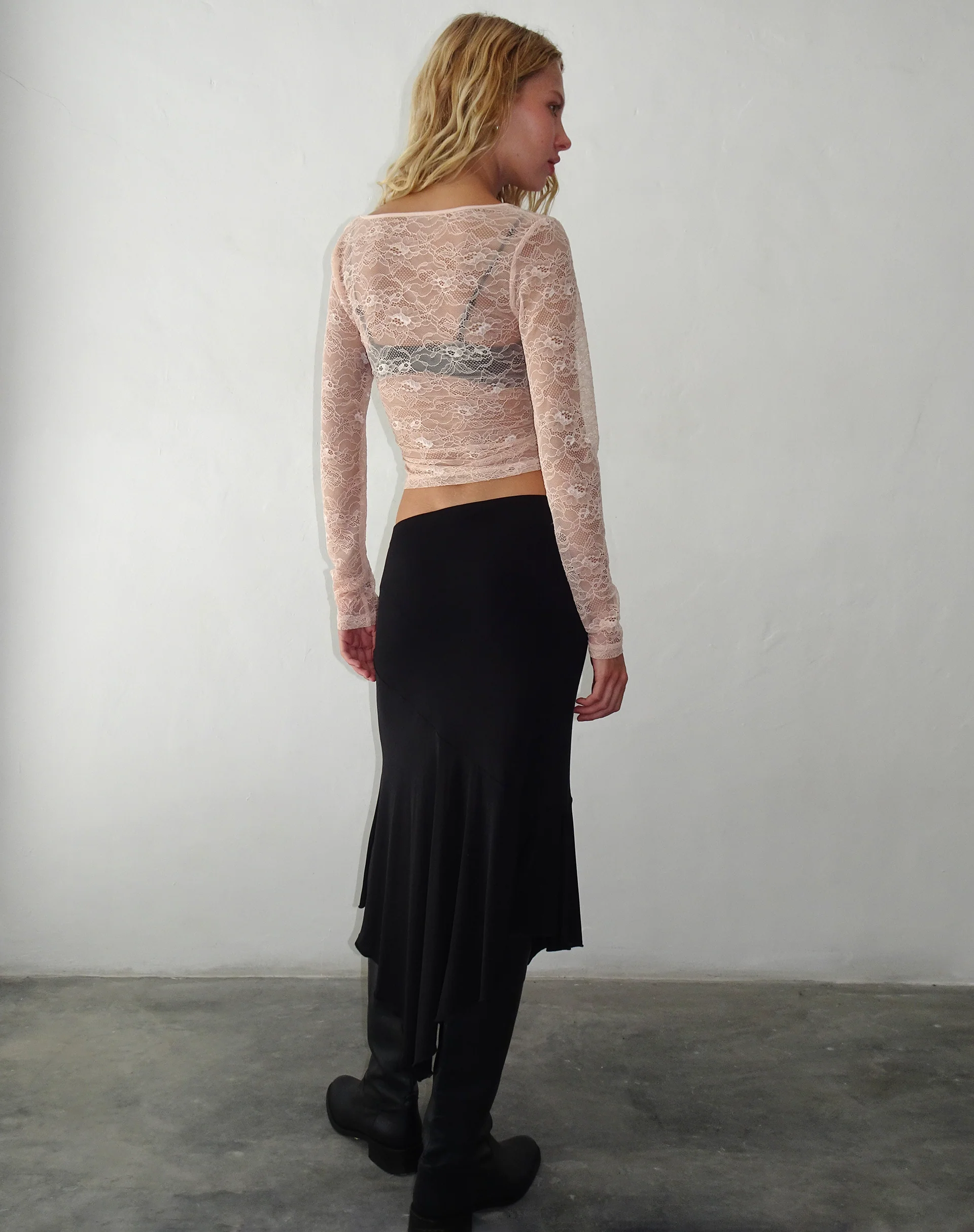 Lainey Long Sleeve Lace Top in Blush - Image 4