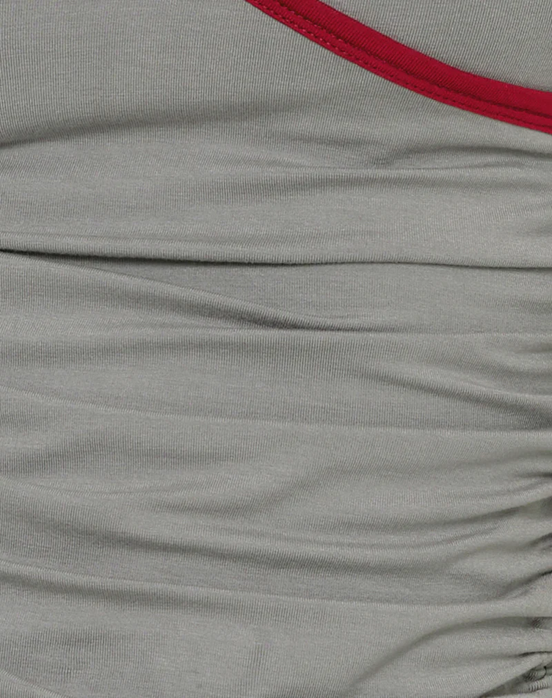 Laird Wrap Top in Grey with Adrenaline Red Binding - Image 7