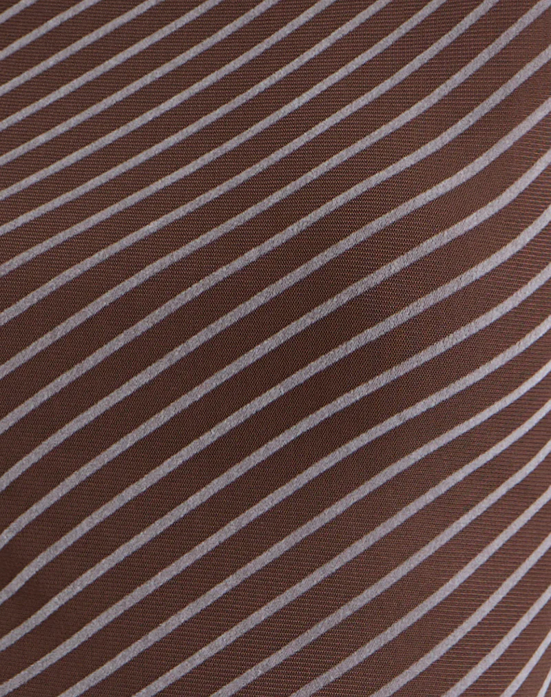 Lakya Long Sleeve Top in Diagonal Stripe Flocked Brown and Cream - Image 6