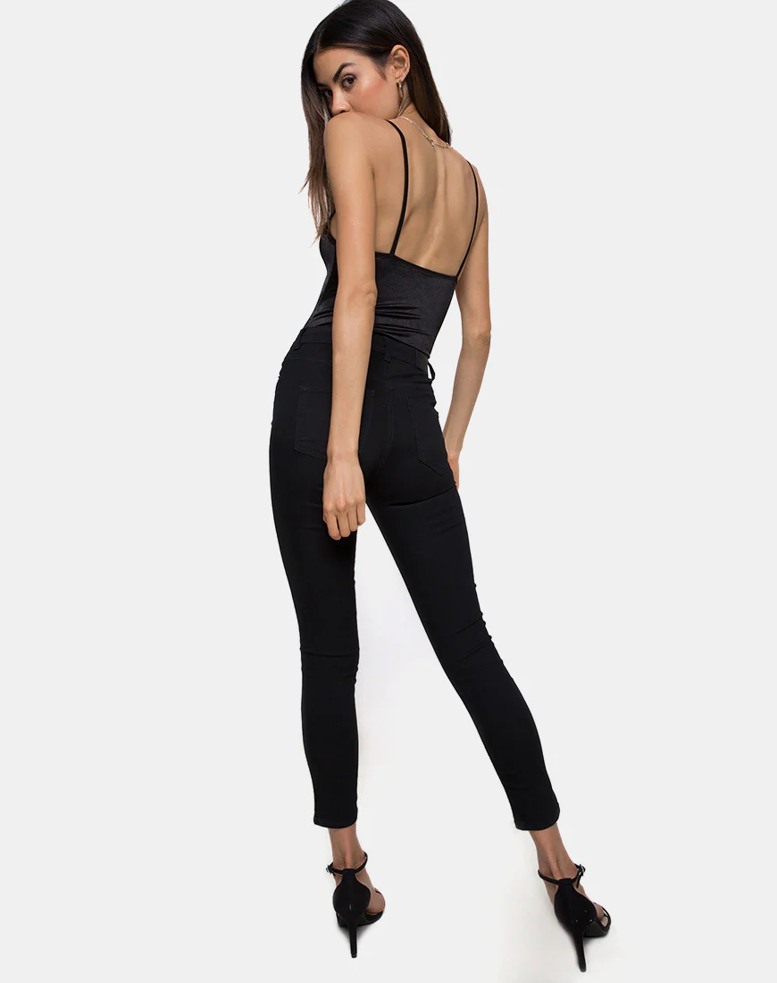 Lalani Bodice in Satin Spandex Black - Image 4
