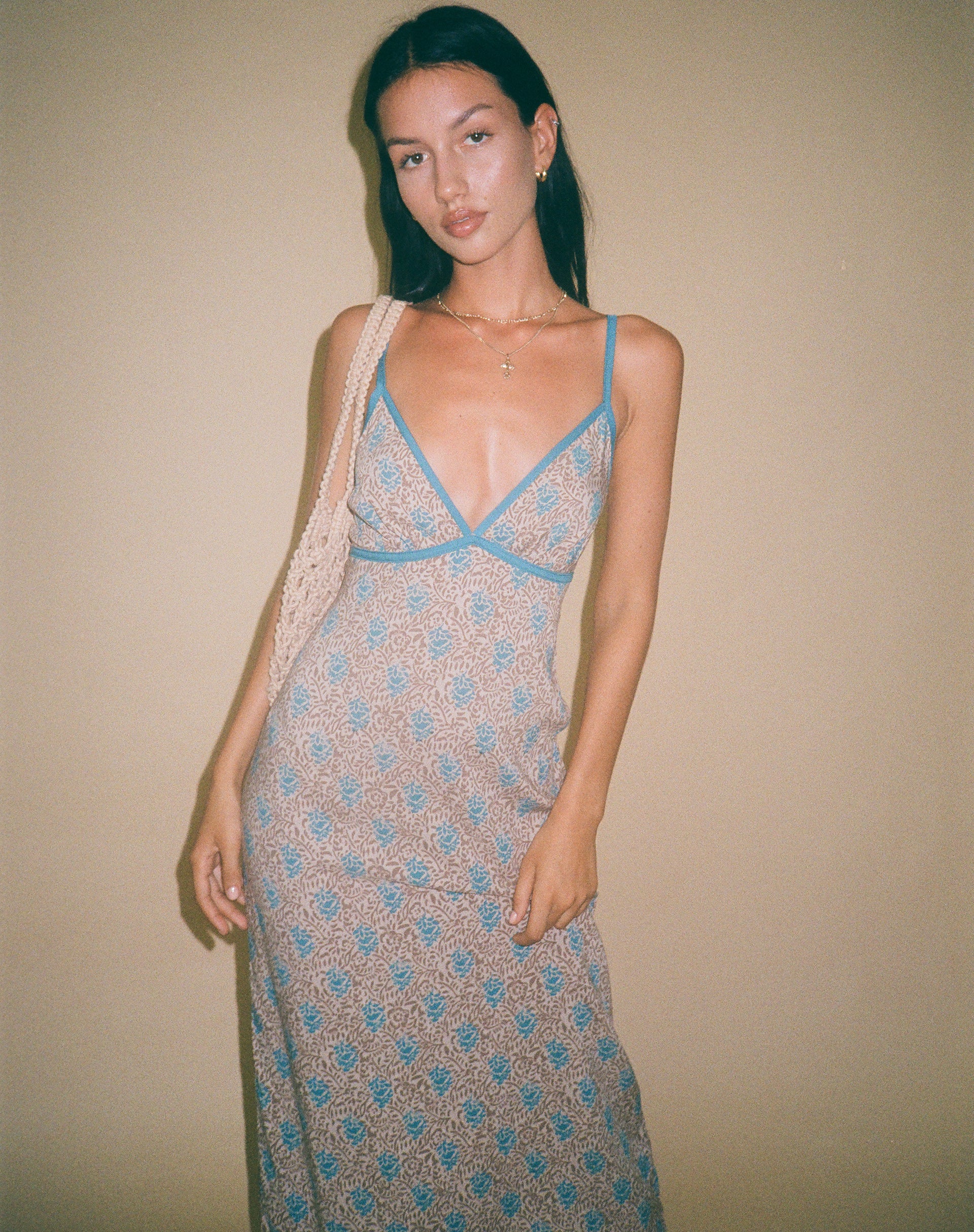 Lalu Midi Dress in Bohemian Batik Blue Brown - Image 4