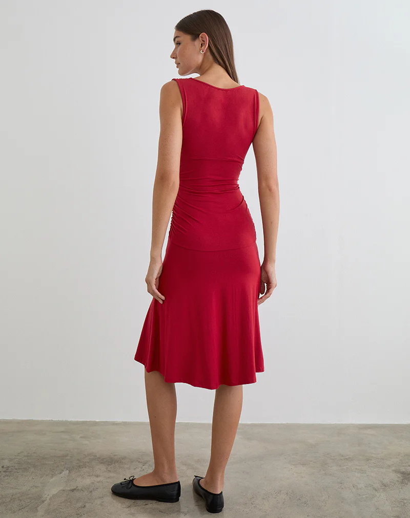 Laluma Midi Dress in Adrenaline Red - Image 4